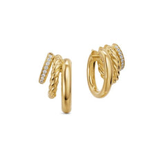 Load image into Gallery viewer, DY Mercer Multi Row Earrings in 18K Yellow Gold with Diamonds, 18mm