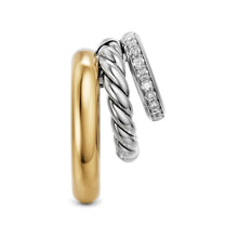 Load image into Gallery viewer, DY Mercer Multi Row Earrings in Sterling Silver with 14K Yellow Gold and Diamonds, 18mm