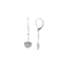 Load image into Gallery viewer, Royal Collection Diamond & Yellow Sapphire Heart Drop Earrings