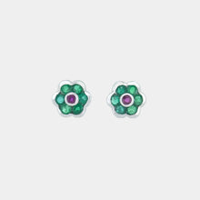 Load image into Gallery viewer, Royal Estate Emerald and Ruby Flower Stud Earrings