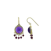 Load image into Gallery viewer, Royal Estate 14K Yellow Gold Amethyst Cabochon, Drops Earring