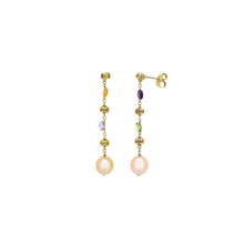Load image into Gallery viewer, Estate Marco Bicego Paradise Mixed Gemstone & Pearl Drop Earrings in 18K Yellow Gold