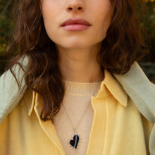 Load image into Gallery viewer, Monica Rich Kosann Large "Love" Heart Necklace with Black Agate and Sapphires