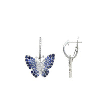 Load image into Gallery viewer, Royal Estate 18K White Gold Sapphire and Diamond Butterfly Earrings