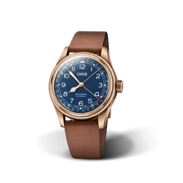 Oris Big Crown Bronze Pointer Date Blue Dial Brown Strap