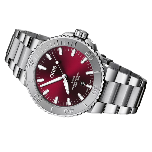 Oris Aquis Date Relief - Red Dial – Royal Jewelers