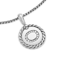 Load image into Gallery viewer, Initial Charm Necklace in Sterling Silver with Diamond O