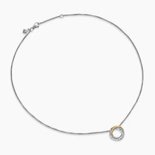Load image into Gallery viewer, Crossover Pendant Necklace in Sterling Silver with 18K Yellow Gold and Diamonds, 14.5mm
