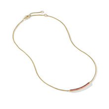Load image into Gallery viewer, Petite Pave Bar Necklace in 18K Yellow Gold with Rubies, 1.25mm