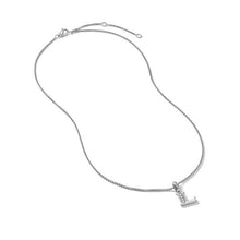 Load image into Gallery viewer, Pave Initial Pendant Necklace in Sterling Silver with Diamond L