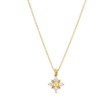 Load image into Gallery viewer, Petite Modern Renaissance Pyramid Pendant Necklace in 18K Yellow Gold with Diamonds, 8.1mm