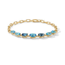 Load image into Gallery viewer, Marbella Chain Necklace in 18K Yellow Gold with Blue Topaz and Hampton Blue Topaz, 8.5mm