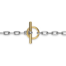 Load image into Gallery viewer, DY Madison Toggle Chain Necklace in Sterling Silver with 18K Yellow Gold, 3mm