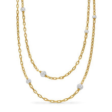 Load image into Gallery viewer, DY Madison Pave Bead Station Necklace in 18K Yellow Gold with Diamonds, 3mm