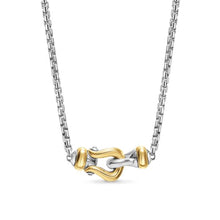 Load image into Gallery viewer, Petite Buckle Necklace in Sterling Silver with 14K Yellow Gold, 16.3mm