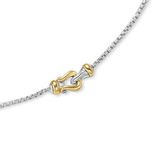Load image into Gallery viewer, Petite Buckle Necklace in Sterling Silver with 14K Yellow Gold, 16.3mm