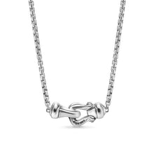 Load image into Gallery viewer, Petite Buckle Necklace in Sterling Silver with Diamonds, 16.2mm