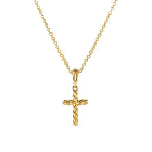 Load image into Gallery viewer, Cable Cross Pendant Necklace in 18K Yellow Gold, 17.5mm