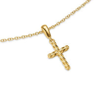Load image into Gallery viewer, Cable Cross Pendant Necklace in 18K Yellow Gold, 17.5mm