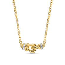 Load image into Gallery viewer, Petite Buckle Necklace in 18K Yellow Gold with Diamonds, 16.2mm