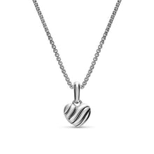 Load image into Gallery viewer, Petite Puffy Cable Heart Necklace in Sterling Silver, 7.4mm