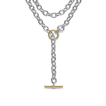 Load image into Gallery viewer, DY Mercera Convertible Chain Necklace in Sterling Silver with 18K Yellow Gold and Diamonds, 8mm