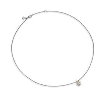 Load image into Gallery viewer, Starburst Station Necklace in Sterling Silver with 18K Yellow Gold and Diamonds, 11.2mm