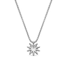 Load image into Gallery viewer, Starburst Station Necklace in Sterling Silver with 18K Yellow Gold and Diamonds, 11.2mm