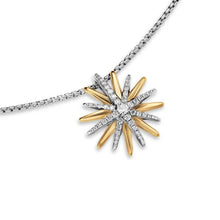 Load image into Gallery viewer, Starburst Necklace in Sterling Silver with 18K Yellow Gold with Diamonds, 21mm