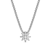 Load image into Gallery viewer, Petite Starburst Station Necklace in Sterling Silver with Diamonds, 7mm