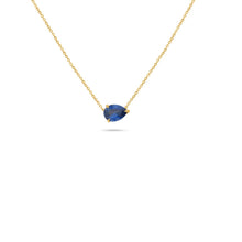Load image into Gallery viewer, Royal Collection 18K Yellow Gold 1.72 CT Pear Sapphire East-West Prong Necklace