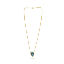 Load image into Gallery viewer, Royal Collection 14K Yellow Gold 5.92 CT Aquamarine & 0.33 CT Diamond Halo Necklace