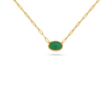 Load image into Gallery viewer, Royal Collection 14K Yellow Gold 1.17 CT Cabochon Emerald East-West Bezel Necklace