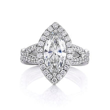 Load image into Gallery viewer, Royal Collection Platinum 2.09 CT Marquise Diamond (GIA) Halo Twist Engagement Ring