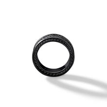 Load image into Gallery viewer, Streamline Three Row Band Ring in Black Titanium with Black Diamonds, 8.5mm