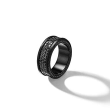 Load image into Gallery viewer, Streamline Three Row Band Ring in Black Titanium with Black Diamonds, 8.5mm