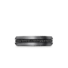 Load image into Gallery viewer, Streamline Band Ring in Grey Titanium with Black Diamonds, 6mm