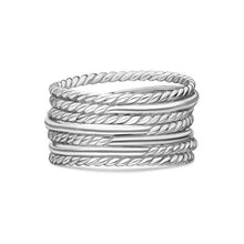 Load image into Gallery viewer, Crossover Ring in Sterling Silver with Diamonds, 12mm