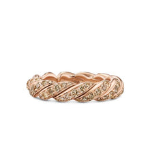 Load image into Gallery viewer, Sculpted Cable Flex Band Ring in 18K Rose Gold with Cognac Diamonds, 5mm