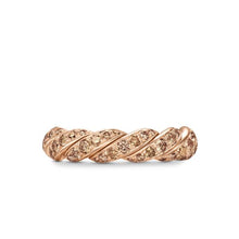 Load image into Gallery viewer, Sculpted Cable Flex Band Ring in 18K Rose Gold with Cognac Diamonds, 5mm