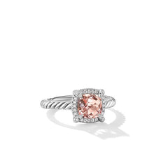 Load image into Gallery viewer, Petite Chatelaine Pave Bezel Ring in Sterling Silver with Morganite and Diamonds, 7mm