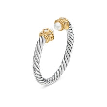 Load image into Gallery viewer, Renaissance Ring in Sterling Silver with 14K Yellow Gold, Pearls and Diamonds, 2.3mm