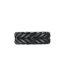 Load image into Gallery viewer, Chevron Band Ring in Black Titanium, 9mm