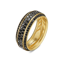 Load image into Gallery viewer, Beveled Band Ring in 18K Yellow Gold with Black Diamonds, 8.5mm