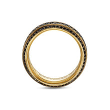 Load image into Gallery viewer, Beveled Band Ring in 18K Yellow Gold with Black Diamonds, 8.5mm