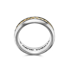 Load image into Gallery viewer, Cable Inset Band Ring in Sterling Silver with 18K Yellow Gold, 8mm