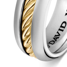 Load image into Gallery viewer, Cable Inset Band Ring in Sterling Silver with 18K Yellow Gold, 8mm