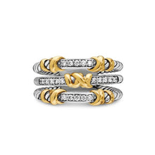 Load image into Gallery viewer, Petite Helena Wrap Three Row Ring in Sterling Silver with 18K Yellow Gold and Diamonds, 12mm