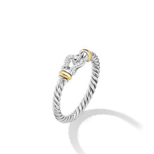 Load image into Gallery viewer, Petite Buckle Ring in Sterling Silver with 18K Yellow Gold and Diamonds, 2mm