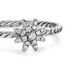 Load image into Gallery viewer, Petite Starburst Ring in Sterling Silver with Diamonds, 7.2mm